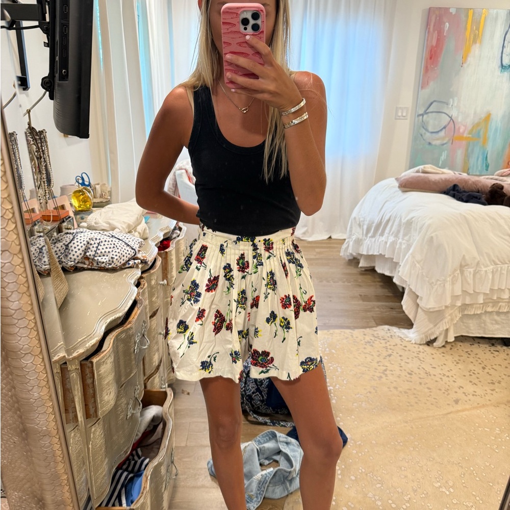 Ulla Johnson Floral White Shorts